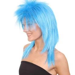 HPO Blue Rockin Diva Tinsel Womens Wig | Movie Cosplay Halloween Wig | Premium Breathable Capless Cap Women's