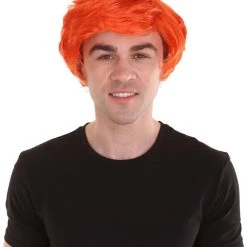 HPO Ginger Tony Mens Wig | Orange Cosplay Halloween Wig | Premium Breathable Capless Cap Men's