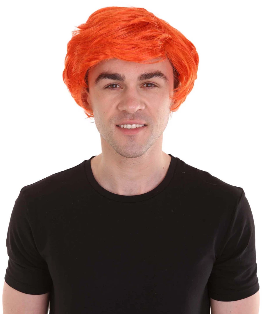 HPO Ginger Tony Mens Wig | Orange Cosplay Halloween Wig | Premium Breathable Capless Cap Men's