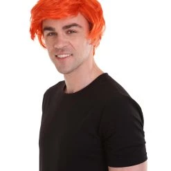 HPO Ginger Tony Mens Wig | Orange Cosplay Halloween Wig | Premium Breathable Capless Cap Men's