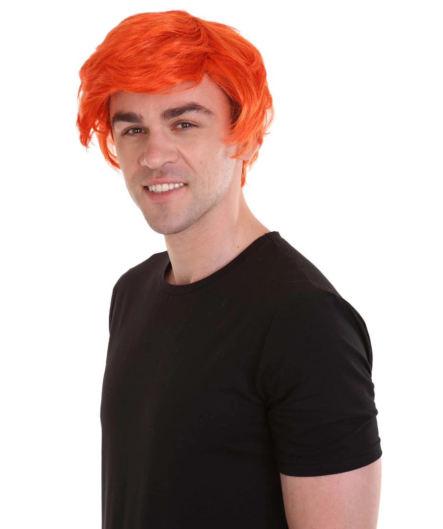 HPO Ginger Tony Mens Wig | Orange Cosplay Halloween Wig | Premium Breathable Capless Cap Men's