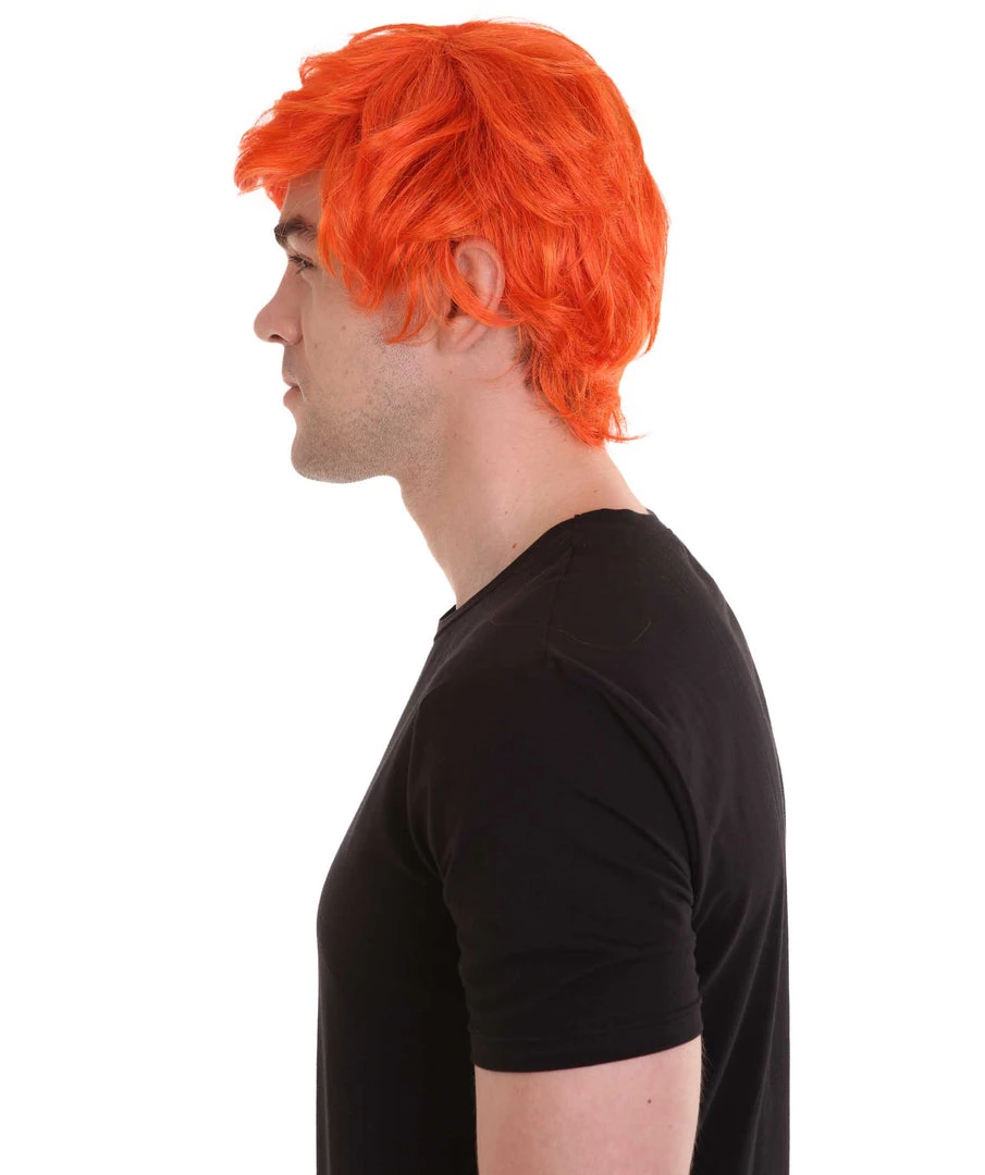 HPO Ginger Tony Mens Wig | Orange Cosplay Halloween Wig | Premium Breathable Capless Cap Men's