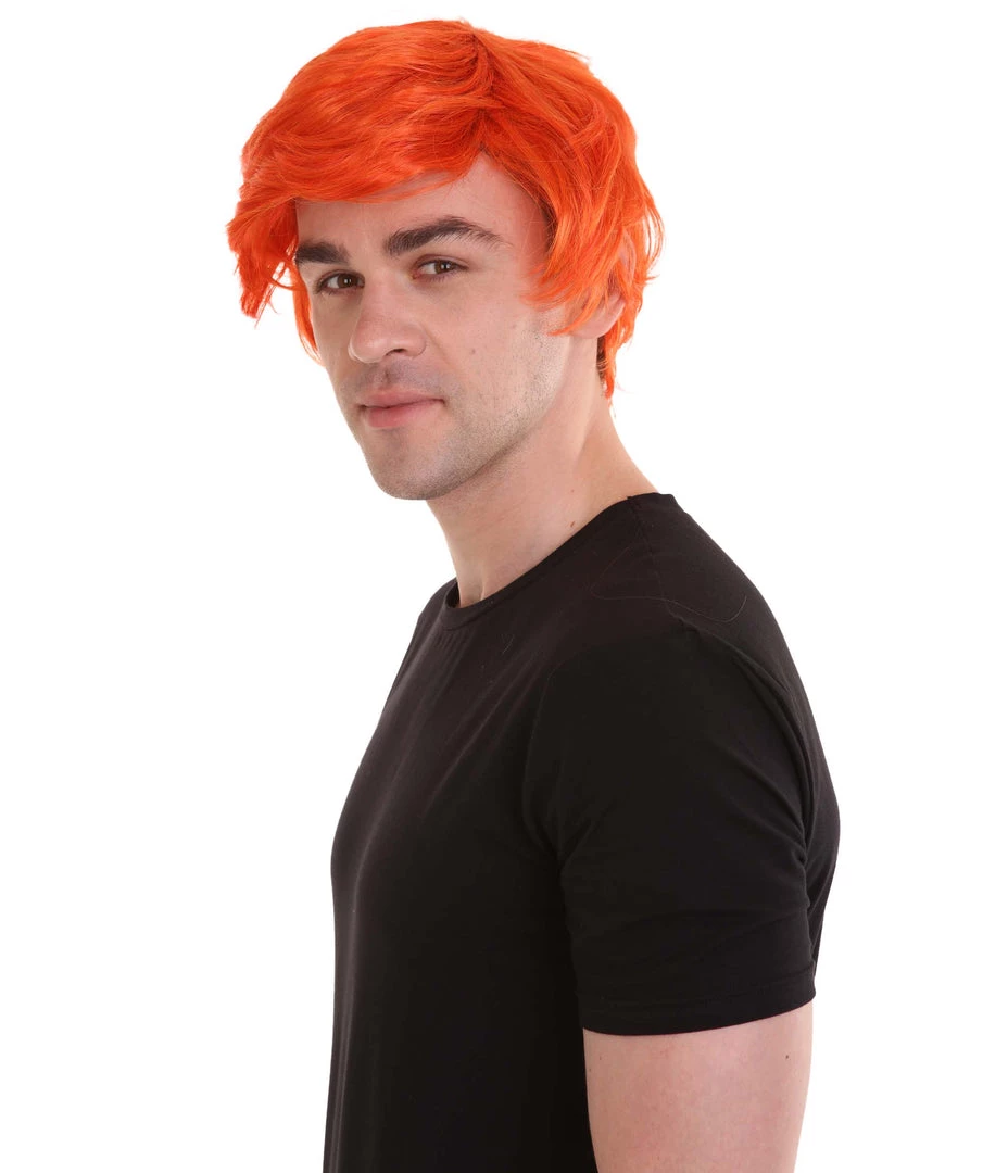 HPO Ginger Tony Mens Wig | Orange Cosplay Halloween Wig | Premium Breathable Capless Cap Men's