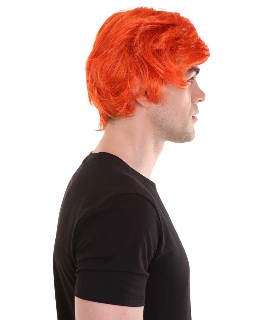 HPO Ginger Tony Mens Wig | Orange Cosplay Halloween Wig | Premium Breathable Capless Cap Men's