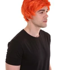 HPO Ginger Tony Mens Wig | Orange Cosplay Halloween Wig | Premium Breathable Capless Cap Men's