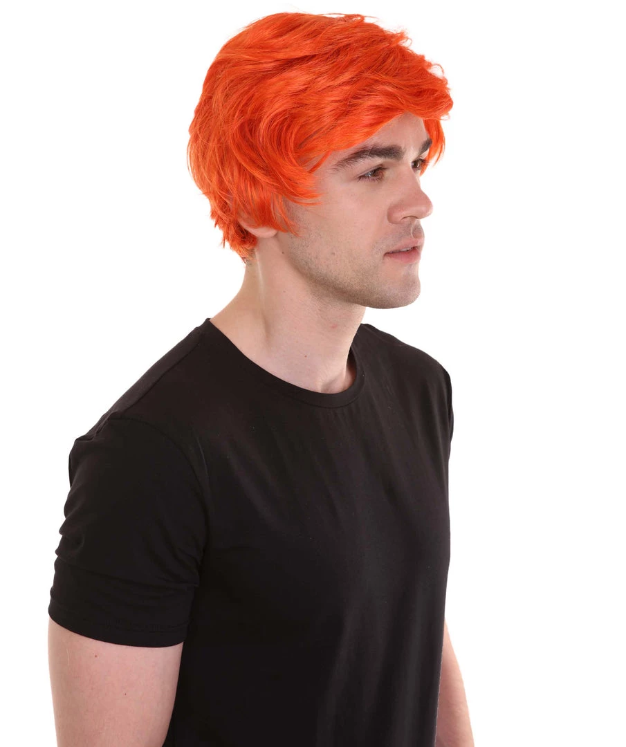 HPO Ginger Tony Mens Wig | Orange Cosplay Halloween Wig | Premium Breathable Capless Cap Men's