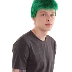 HPO Men's Men Fancy Green Wig | Premium Breathable Capless Cap