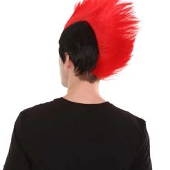 HPO Men's Red And Black Mens Mohawk Wig | Cosplay Halloween Wig | Premium Breathable Capless Cap