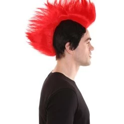 HPO Men's Red And Black Mens Mohawk Wig | Cosplay Halloween Wig | Premium Breathable Capless Cap