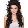 HPO Women's Ladies Wig | Black Curly Layered Womens Wig With Red Touch | Premium Breathable Capless Cap