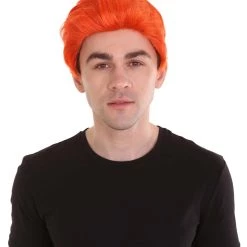 HPO Men's Orange Anime Cosplay Short Wig | All Back Cosplay Halloween Wig | Premium Breathable Capless Cap