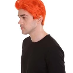 HPO Men's Orange Anime Cosplay Short Wig | All Back Cosplay Halloween Wig | Premium Breathable Capless Cap