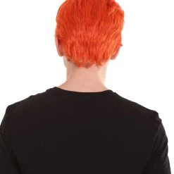HPO Men's Orange Anime Cosplay Short Wig | All Back Cosplay Halloween Wig | Premium Breathable Capless Cap