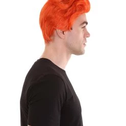 HPO Men's Orange Anime Cosplay Short Wig | All Back Cosplay Halloween Wig | Premium Breathable Capless Cap