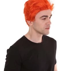 HPO Men's Orange Anime Cosplay Short Wig | All Back Cosplay Halloween Wig | Premium Breathable Capless Cap
