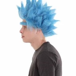 HPO Scientist TV/Movie Mens Wig And Unibrow | Sky Blue Cosplay Halloween Wig | Premium Breathable Capless Cap Men's