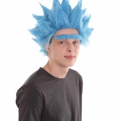 HPO Scientist TV/Movie Mens Wig And Unibrow | Sky Blue Cosplay Halloween Wig | Premium Breathable Capless Cap Men's