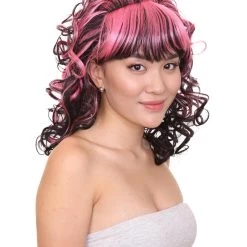 HPO Cosplay Game Monster Black Pink | Womens Character Cosplay Halloween Wig | Premium Breathable Capless Cap