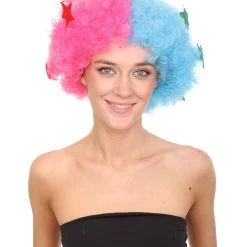 HPO Afro Ken Unisex Wig | Jumbo Pink & Sky Cosplay Halloween Wig | Premium Breathable Capless Cap Women's