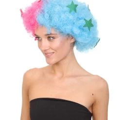 HPO Afro Ken Unisex Wig | Jumbo Pink & Sky Cosplay Halloween Wig | Premium Breathable Capless Cap Women's