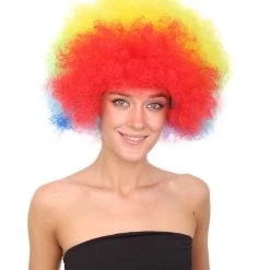HPO Rainbow Afro Clown Unisex Wig | Colorful LGBT Pride Super Sized Jumbo Wig | Premium Breathable Capless Cap
