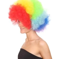 HPO Rainbow Afro Clown Unisex Wig | Colorful LGBT Pride Super Sized Jumbo Wig | Premium Breathable Capless Cap