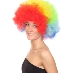 HPO Rainbow Afro Clown Unisex Wig | Colorful LGBT Pride Super Sized Jumbo Wig | Premium Breathable Capless Cap