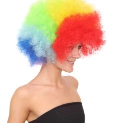 HPO Rainbow Afro Clown Unisex Wig | Colorful LGBT Pride Super Sized Jumbo Wig | Premium Breathable Capless Cap