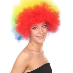 HPO Rainbow Afro Clown Unisex Wig | Colorful LGBT Pride Super Sized Jumbo Wig | Premium Breathable Capless Cap