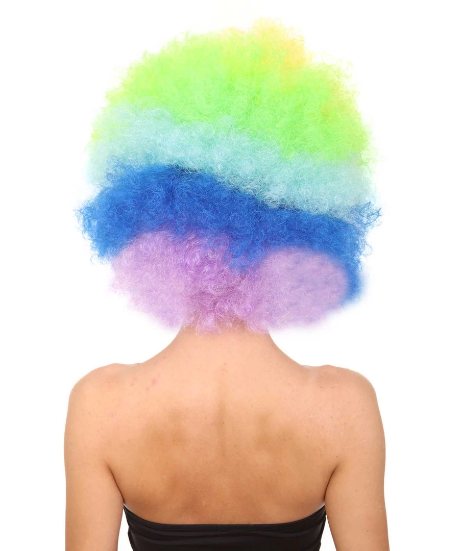 HPO Rainbow Afro Clown Unisex Wig | Colorful LGBT Pride Super Sized Jumbo Wig | Premium Breathable Capless Cap