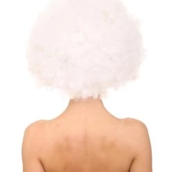 HPO Glow-In-The-Dark Unisex Afro Wig | White Jumbo Super Size Stage/Event Fancy Halloween Wig | Premium Breathable Capless Cap