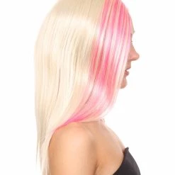 HPO Blonde Pink Rock Star Princess Womens Wig | Long Royal Cosplay Halloween Wig | Premium Breathable Capless Cap Women's