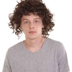 HPO Movie Mens Wig | Black Curly Cosplay Wig | Premium Breathable Capless Cap Men's