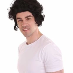 HPO Men's Men 50's Pompadour Black Wig | Premium Breathable Capless Cap