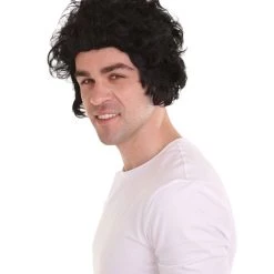 HPO Men's Men 50's Pompadour Black Wig | Premium Breathable Capless Cap