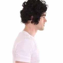 HPO Men's Men 50's Pompadour Black Wig | Premium Breathable Capless Cap