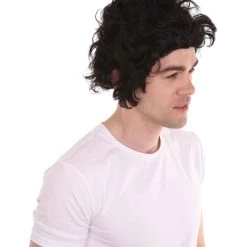 HPO Men's Men 50's Pompadour Black Wig | Premium Breathable Capless Cap