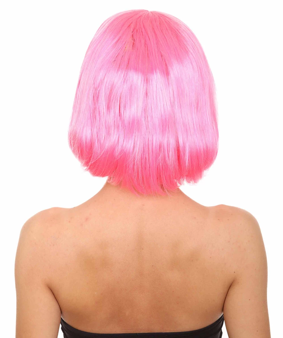 HPO Women's Pink Mixed Bob Womens Wig | Party Ready Fancy Cosplay Halloween Wig | Premium Breathable Capless Cap