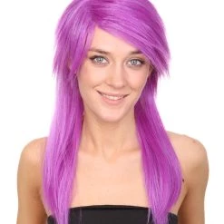 HPO Men's Womens Glamour Wig | Purple Stage/Event Fancy Halloween Wig | Premium Breathable Capless Cap