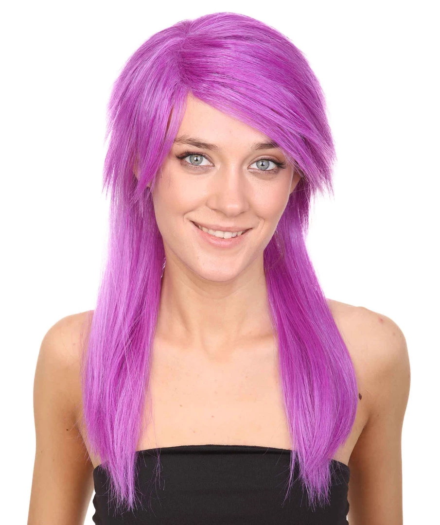 HPO Men's Womens Glamour Wig | Purple Stage/Event Fancy Halloween Wig | Premium Breathable Capless Cap