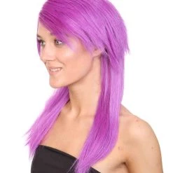 HPO Men's Womens Glamour Wig | Purple Stage/Event Fancy Halloween Wig | Premium Breathable Capless Cap