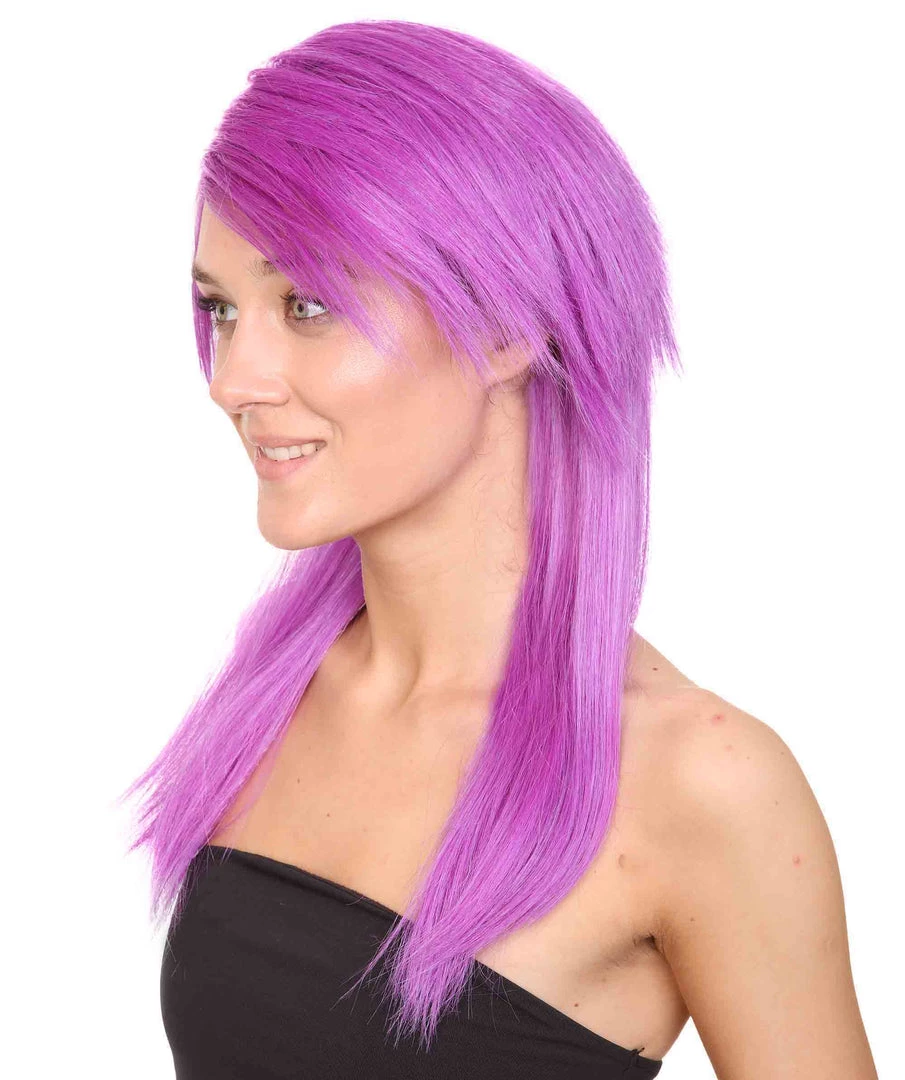 HPO Men's Womens Glamour Wig | Purple Stage/Event Fancy Halloween Wig | Premium Breathable Capless Cap