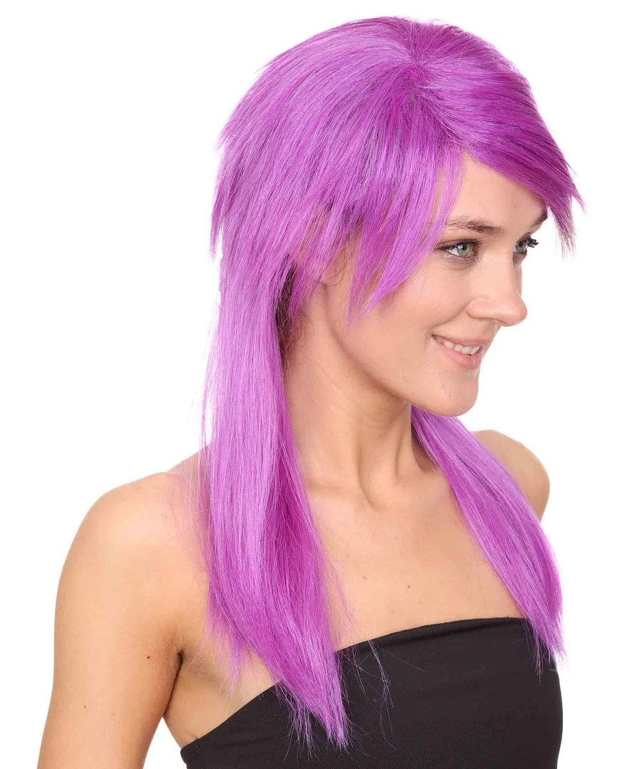 HPO Men's Womens Glamour Wig | Purple Stage/Event Fancy Halloween Wig | Premium Breathable Capless Cap
