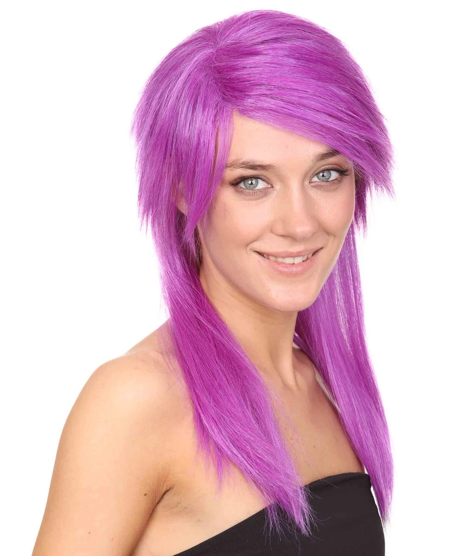 HPO Men's Womens Glamour Wig | Purple Stage/Event Fancy Halloween Wig | Premium Breathable Capless Cap