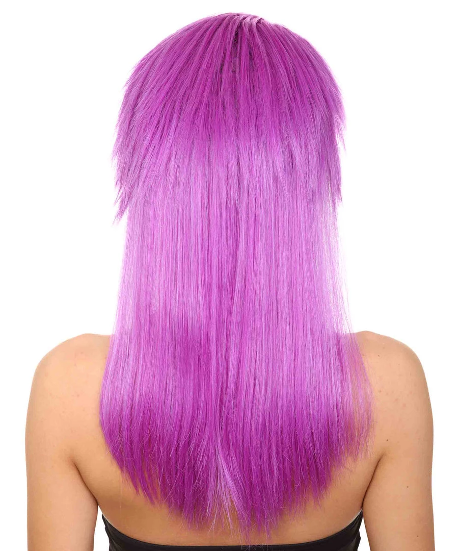 HPO Men's Womens Glamour Wig | Purple Stage/Event Fancy Halloween Wig | Premium Breathable Capless Cap