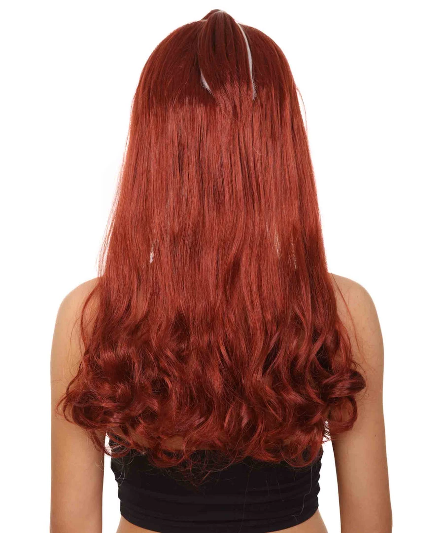 HPO Retro Rock Star Womens Wig | Red & White Halloween Wig | Premium Breathable Capless Cap Women's