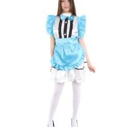 HPO Adult Women's Anime Cosplay French Maid Fancy Uniform Costume | Lake Blue Cosplay Costume