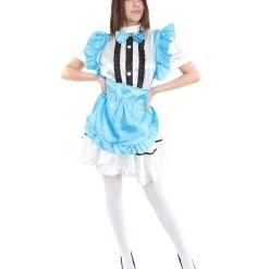 HPO Adult Women's Anime Cosplay French Maid Fancy Uniform Costume | Lake Blue Cosplay Costume
