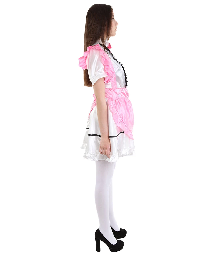 HPO Adult Women's Anime Cosplay French Maid Fancy Uniform Costume | Dark Pink Cosplay Costume