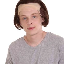 HPO Men's Men Half Bald Wig Brown Cosplay Halloween Wig